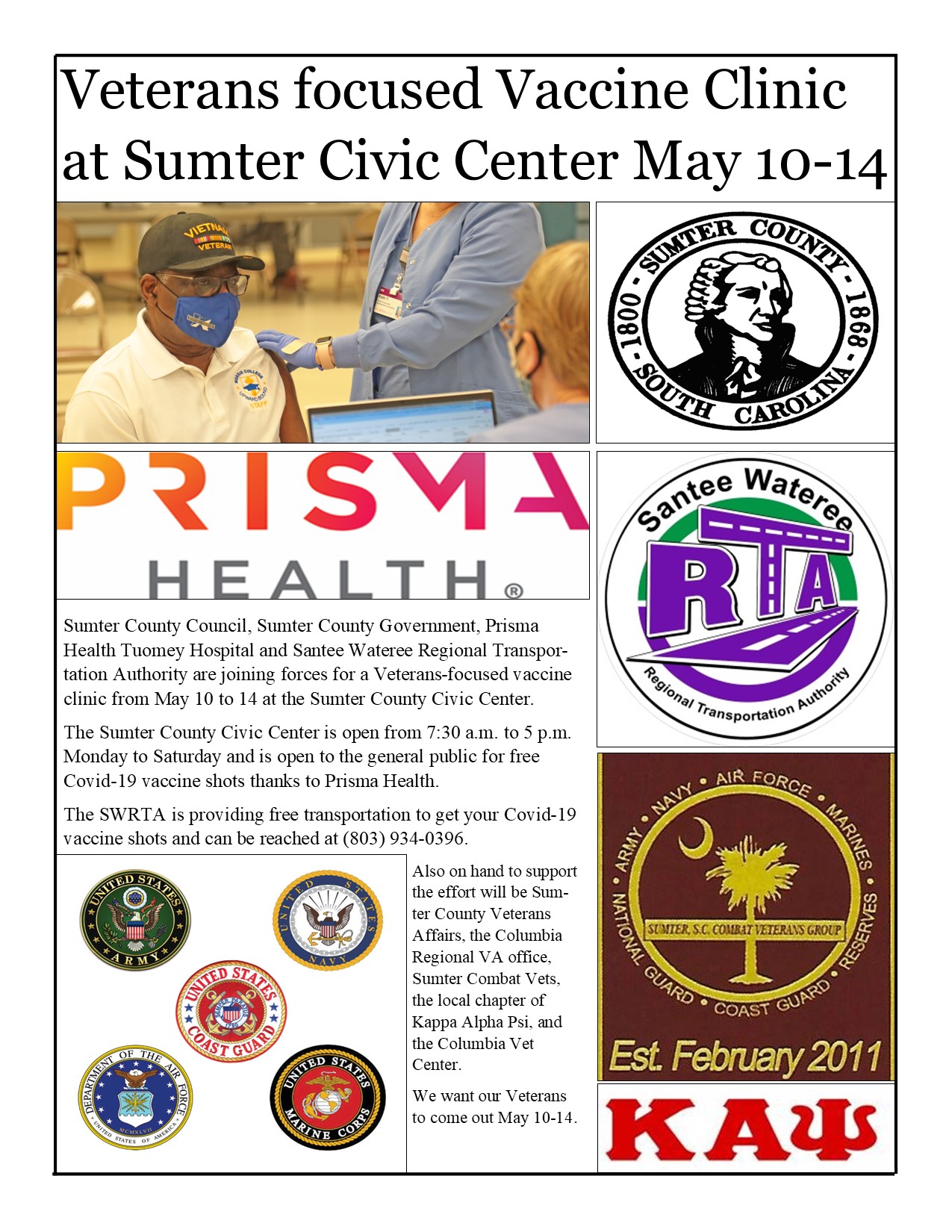 May 5 2021 Veterans Clinic at Sumter County Civic Center